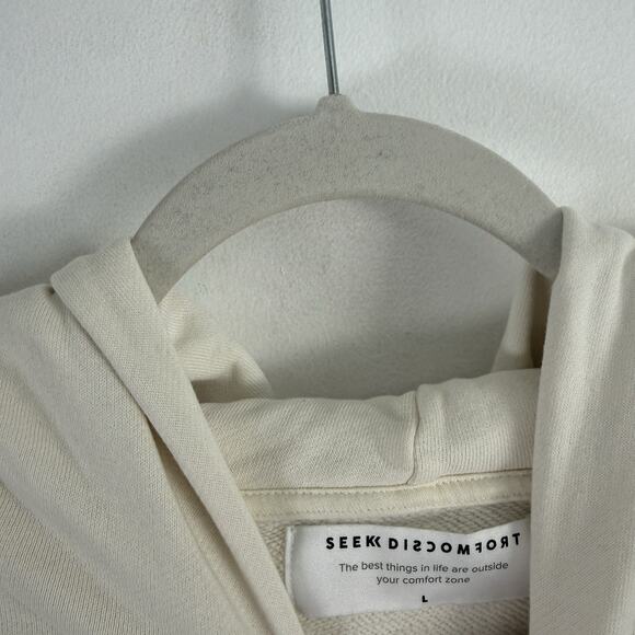 Seek Discomfort Cream Hoodie Swetashirt Lightening Bolt Mens Large - Picture 4 of 8
